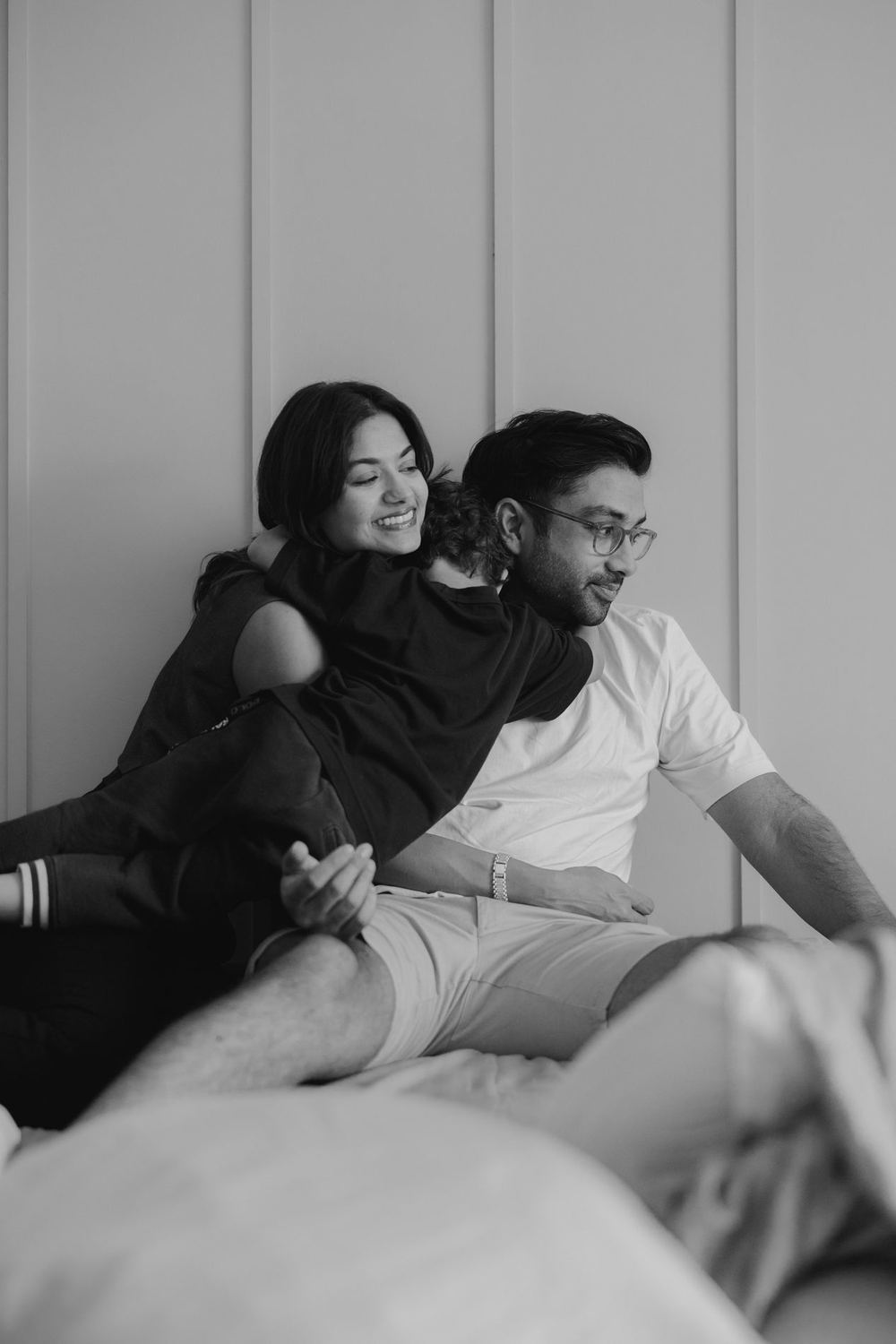 Sonia and her husband TJ, black and white photograph
